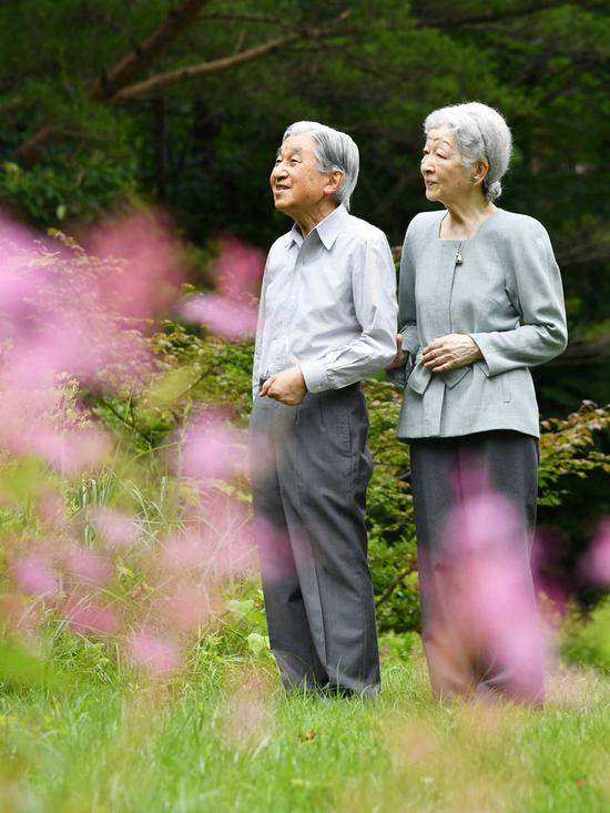 明仁夫妇赏花（时事通信社）