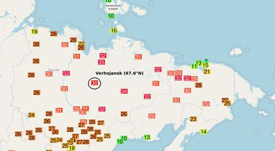 维尔霍扬斯克达到38℃（每日邮报）