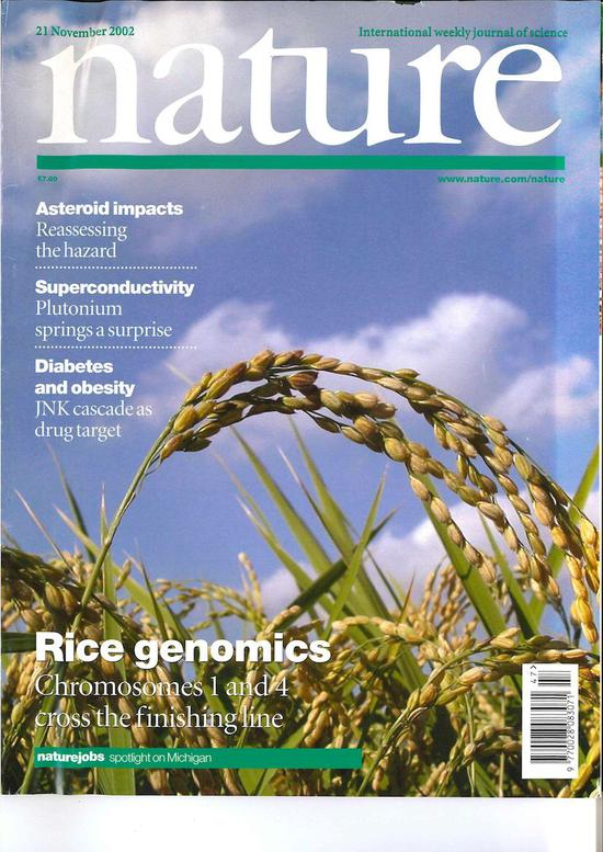 Qi Feng&nbsp;et al。&nbsp;Sequence and analysis of rice chromosome 4。&nbsp;Nature420，&nbsp; 316–320 （2002）&nbsp;&nbsp;