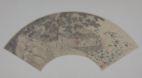 △清罗聘竹深荷净诗意图扇面 浙江省博物馆藏