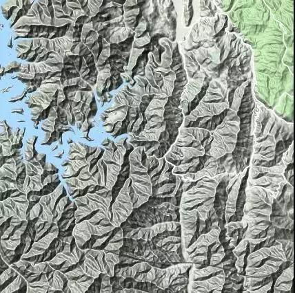 （图为战场区域的地形，密密麻麻的山头，仓促上阵的204师，步兵能上，火炮就头疼了）