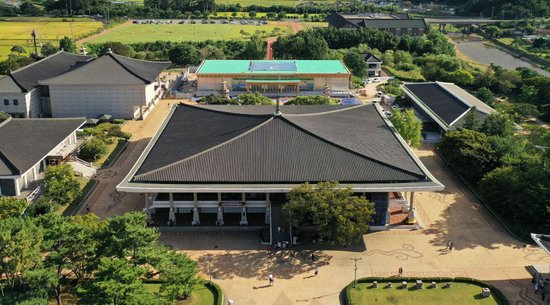  这是9月20日拍摄的韩国庆州博物馆（无人机照片）。新华社发（朴晋泽摄）