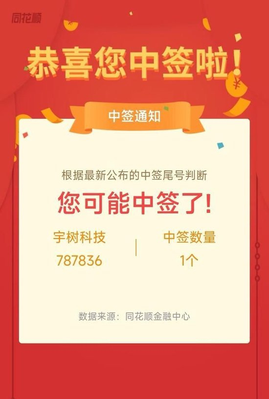　网友晒出的中签截图。图/受访者提供