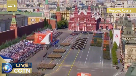  俄罗斯各个方阵亮相。/CGTN直播截图