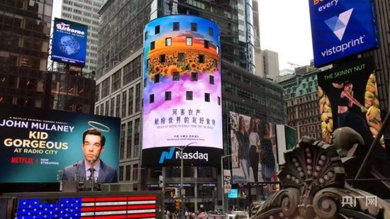 河套农产闪耀美国纽约时代广场（央广网发 受访单位供图）