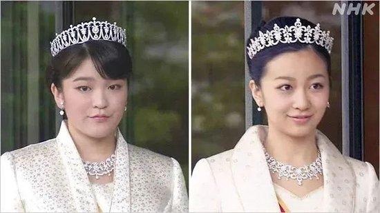  秋筱宫两个女儿真子（左）、佳子（右）图：NHK截屏