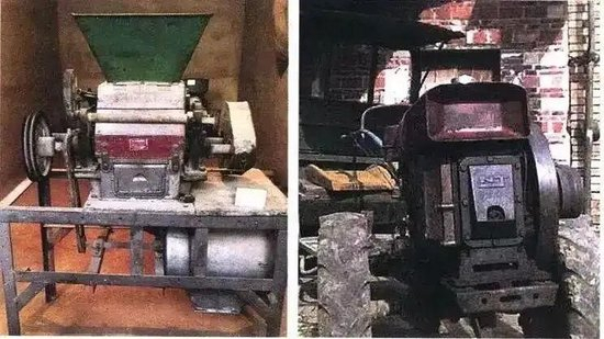 △习近平用奖励给他的三轮摩托换来的磨面机和手扶拖拉机。（图源：《习近平的七年知青岁月》）