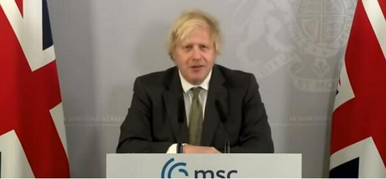 在慕尼黑安全会议上，积极回应拜登，称赞“自由世界的领袖”美国已经“重新归来”。（视频截图）