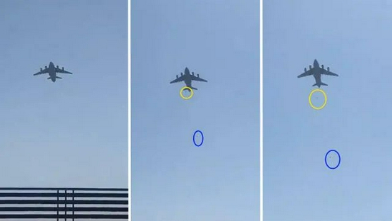 　　美军从阿富汗撤离期间，场面十分混乱。一架美军C-17运输机在喀布尔机场起飞后，有2个黑影从飞机上落下。