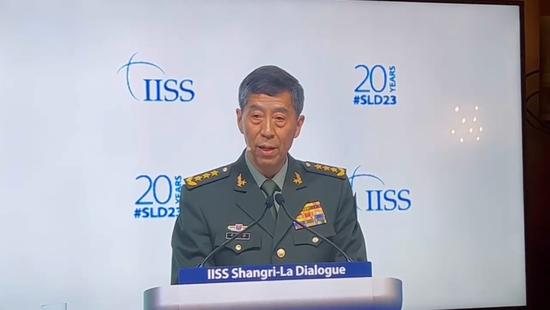 中国国务委员兼国防部长李尚福在香格里拉对话会上发表演讲 赴新加坡特派记者郭媛丹 摄