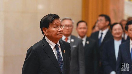 △老挝人民革命党中央委员会总书记、国家主席通伦。(总台记者李晋拍摄)