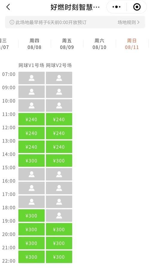 网球场地线上预约页面