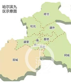 ▲哈尔滨九区示意图。图片源于网络