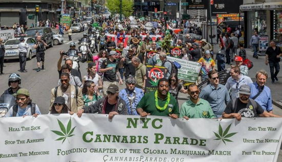  纽约市民举行游行支持大麻合法化 图源：社交媒体