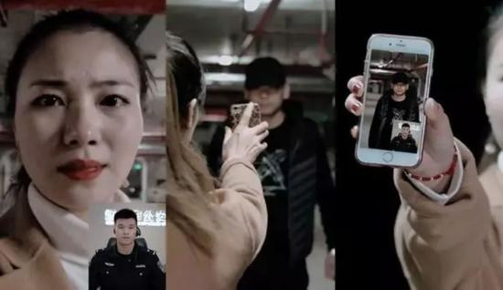 ▷@110宣传视频中，报警人将手机对准可疑男子，在民警震慑下，男子放弃违法行为