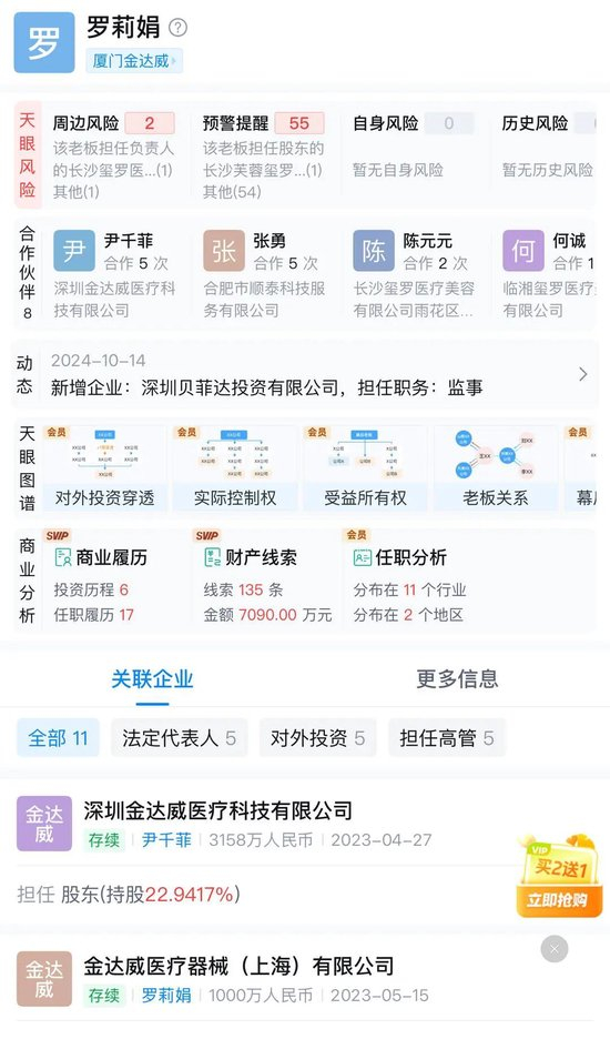 ▲罗莉娟关联多家企业