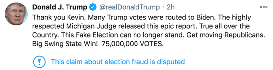 ▲特朗普推特截图。