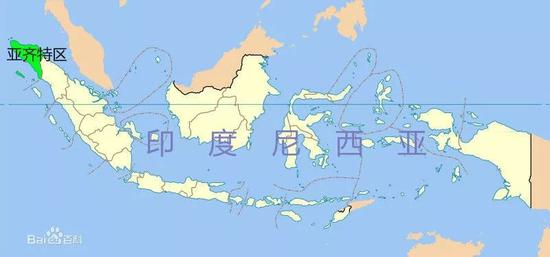  ▲亚齐所在的位置&nbsp;（图via百度百科）