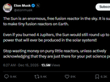 马斯克公开唱衰核聚变 直言建造反应堆“愚蠢至极” 疑似为光伏站台