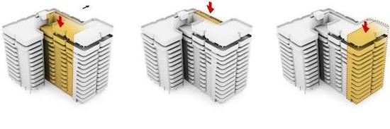  （图说：从左至右为尚普兰塔南公寓垮塌顺序。图/《纽约时报》）