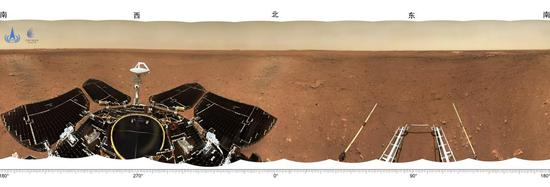  △着陆点全景图，摄影：“祝融号”火星车