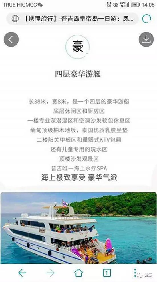 携程网上的“凤凰号”介绍 资料图