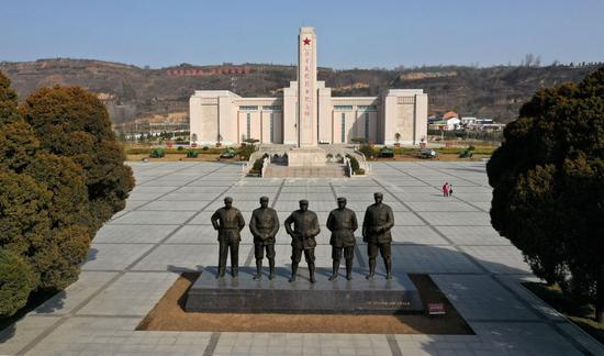 陕西眉县扶眉战役纪念馆外景。（无人机照片，新华社记者刘潇2021年1月28日摄）