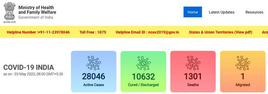  △印度卫生部官网截图
