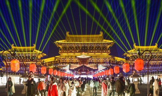 △河南洛阳，隋唐洛阳城国家遗址公园灯火璀璨