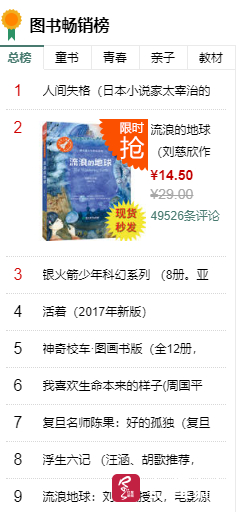 当当排行榜截图