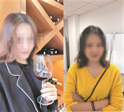 女模卖酒图片（左）和被抓获时的图片（右）