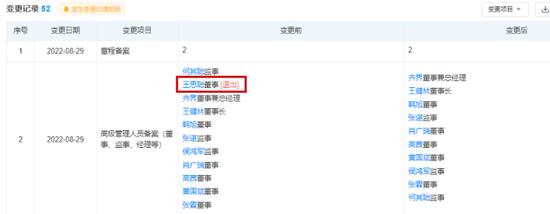2022年8月,大连万达集团股份有限公司发生工商变更,王想聪退出董事行列/图源:天眼查