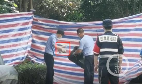 ▲7月23日，浙江杭州，民警在化粪池中打捞出涉案物品。摄影/上游新闻记者 时婷婷