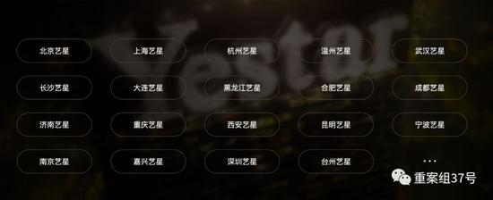 ▲艺星官网显示，旗下医院已发展至全国19个城市。艺星官网截图