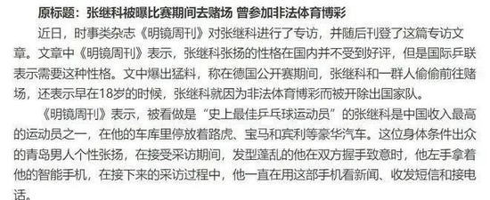  ·2015年，德国《明镜周刊》曾采访张继科。