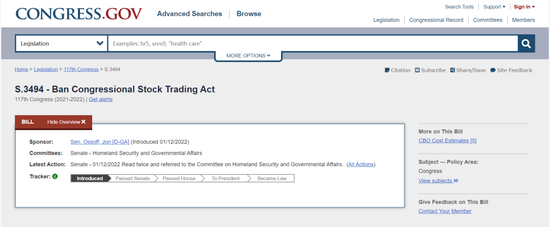  法案审批进展迟缓（图源：美国国会官网）