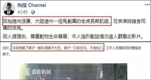  陶杰脸书贴文与看看新闻原报道