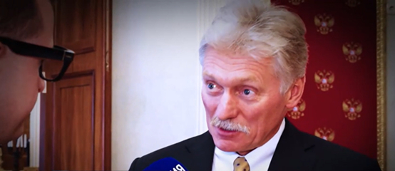 佩斯科夫接受采訪時的畫面 圖源：扎魯賓社交媒體賬號視頻截圖