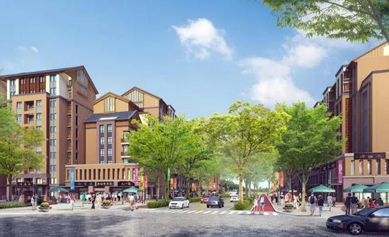 ▲绿树掩映的街道空间效果图