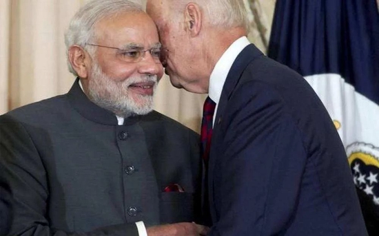 曾经贴着耳朵说话的拜登与莫迪，这次在视频会晤上所说，更多是一种高调宣示&nbsp; 图：资料