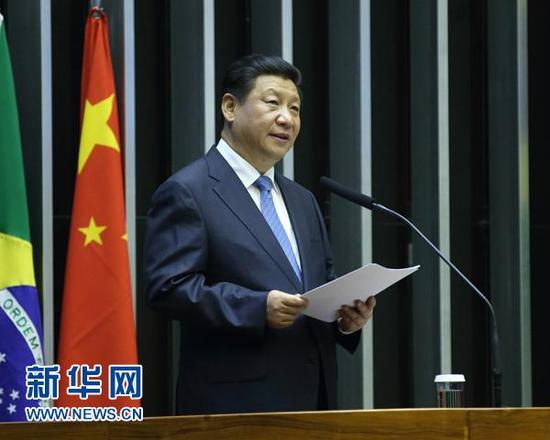 2014年7月16日，国家主席习近平在巴西国会发表《弘扬传统友好共谱合作新篇》的演讲。&nbsp;