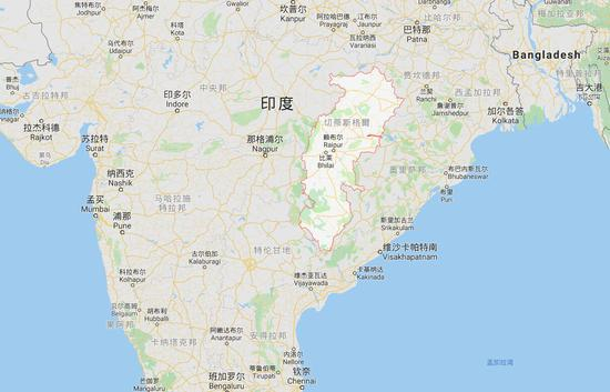 恰蒂斯加尔邦 谷歌地图截图