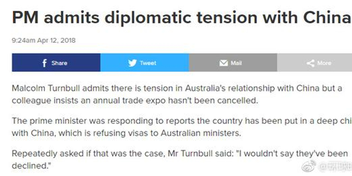 澳媒:澳大利亚总理欲5月访华 中国拒绝颁发签证