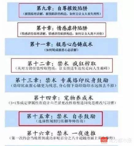 某PUA机构课程表。图片来自网络