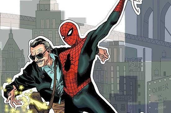 斯坦·李和蜘蛛侠的漫画形象（资料图片）
