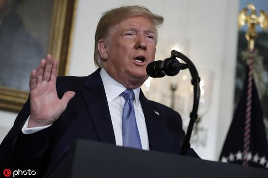 特朗普在8月6日发表白宫讲话。（IC Photos）