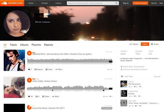 萨拉的SoundCloud主页。