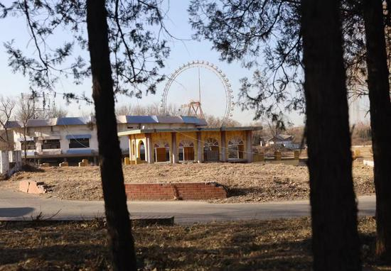 12月17日，原北京游乐园，建筑已经破败，长满杂草。新京报记者 王贵彬 摄