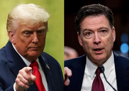 美国总统特朗普（左）、美国联邦调查局前局长詹姆斯·科米（右）。