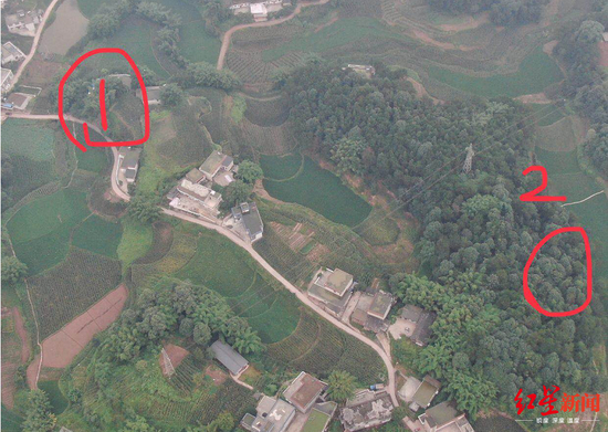 △1为受害人家；2为受害人被控制后的藏匿点